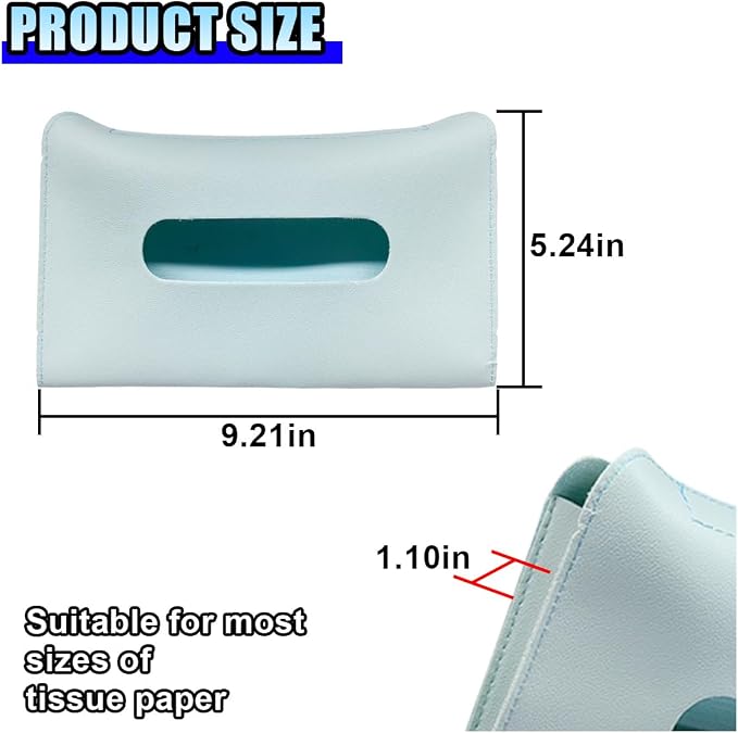 Car Visor Tissue Holder - Leather Tissue Box Holders Car Mask Dispenser - Hanging Car Napkin Holder Auto Tissues Dispenser - Rectangular Mask Holders Sun Visor Accessory for Vehicles (Blue)
