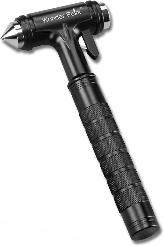 Car Window Breaker, Automotive Safety Hammer with Seatbelt Cutter, 3-in-1 Emergecy Escape Tool Car Metal Window Breaker Seatbelt Cutter, Aluminium Alloy Glass Breaker Hammer(Black 1Pack)