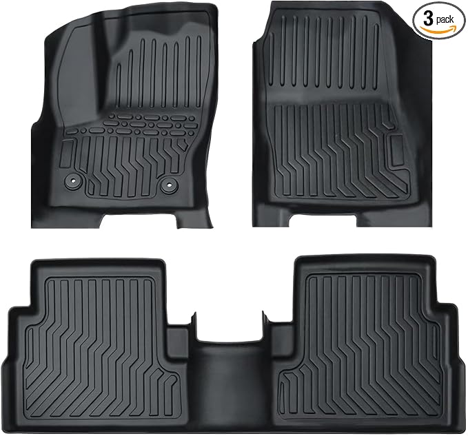 All Weather Rubber Floor Mats Compatible with 2013-2019 Ford Escape & 2013-2018 C-Max, 3Pcs Car Automotive Floor Mats & Cargo Liners Black (2013-2019 Escape & C-Max)