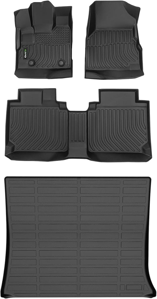 Floor Mats & Cargo Liner for GMC Terrain & Chevy Equinox 2012-2017 | Custom Fit, All Weather Protection, Non-Slip, Automotive Floor Liners, Raised Edge, Full Set Accessories, TPE, Black