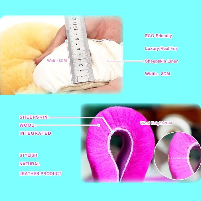 Furry Fluffy Wool Sheepskin Car Steering Wheel Cover for Girls Women Universal car 14 1/2-15 1/2inchs(Grape Red)