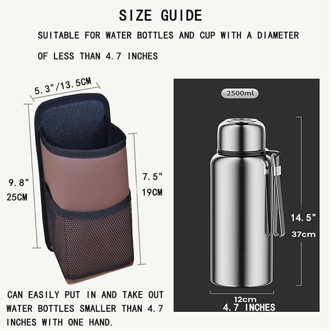 Large Car Cup Holder Expander, Fits Large 24/36/40/46oz Water Bottles, Big Drinks Holder Bag- Universal Auto Vehicle for Cars, SUV & Truck RV's golf-carts (Brown)