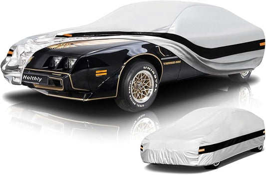 10 Layer Coupe Car Cover Waterproof All Weather for Automobiles,100% Waterproof Outdoor Car Covers Rain UV Protection.Custom Fit for Dodge Challenger,Ford Thunderbird,Pontiac Firebird,etc