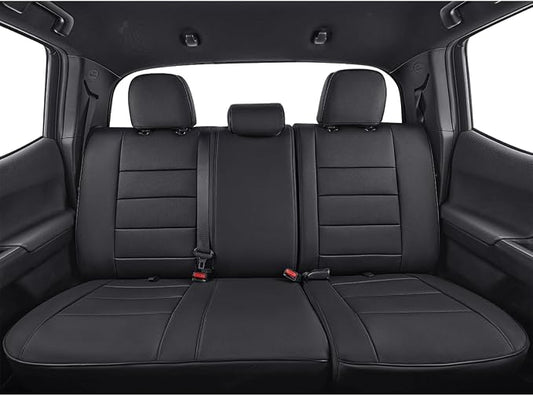 EKR Custom Fit Tacoma Rear Car Seat Covers for Toyota Tacoma 2016 2017 2018 2019 2020 2021 2022 2023 Access Cab - Second Row Only,Faux Leather(Black)
