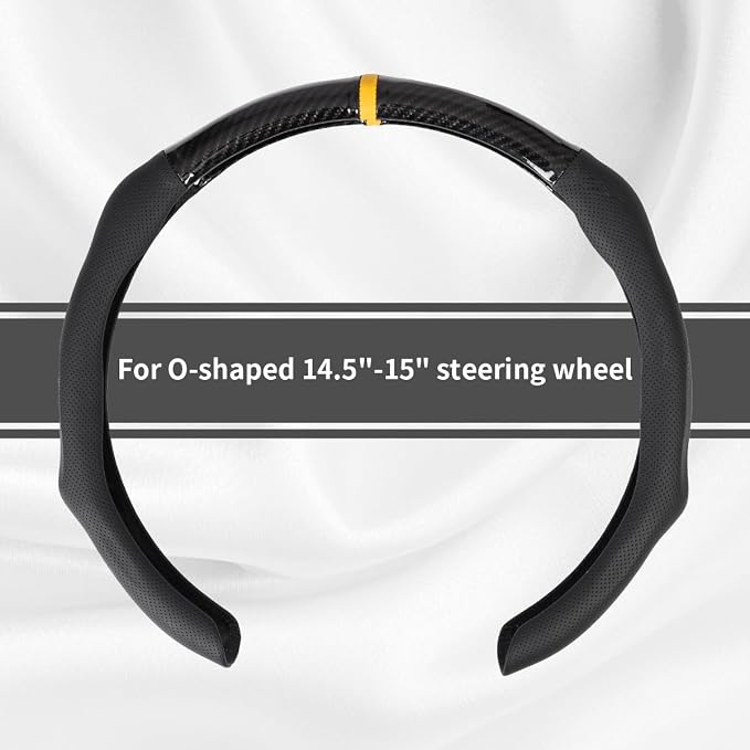 Car Steering Wheel Cover Napa Leather Non Slip Vehicle Steering Wheel Cover Protector, Quick Install Comfy Automotive Interior Decor, Universal fit 14½ to 15 inches Car Pickup SUV 14.5 to 15 inches