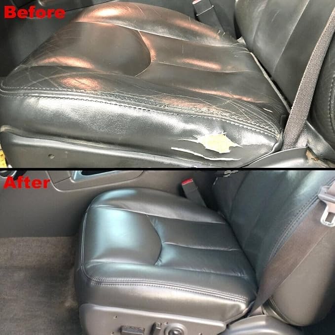 SecosAutoparts Driver & Passenger Bottom & Top & Driver Foam Cushion Dark Gray Leather Seat Cover Compatible with Chevy Silverado Avalanche Tahoe Suburban GMC Sierra Yukon 2003 2004 2005 2006