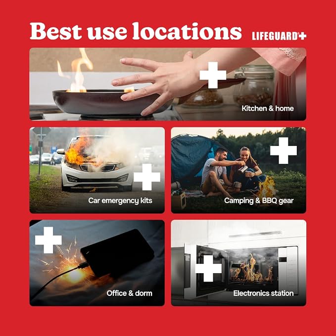 LIFEGUARD Aerosol Fire Extinguisher Spray - Non-Toxic, Eco-Friendly Fire Suppressant for Home, Kitchen, Car & Office, Compact, Easy-to-Use Design with 10-Year Shelf Life (Pack of 3)