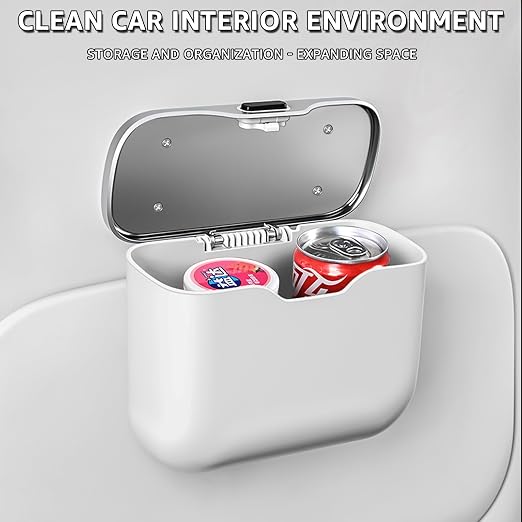 HOLDCY Car Trash Can, Waterproof Multi‑Functional Auto Trash Bin for Door/Console/Seat Back, Universal Vehicle Garbage Can for Car/Truck/SUV Drivers (White)