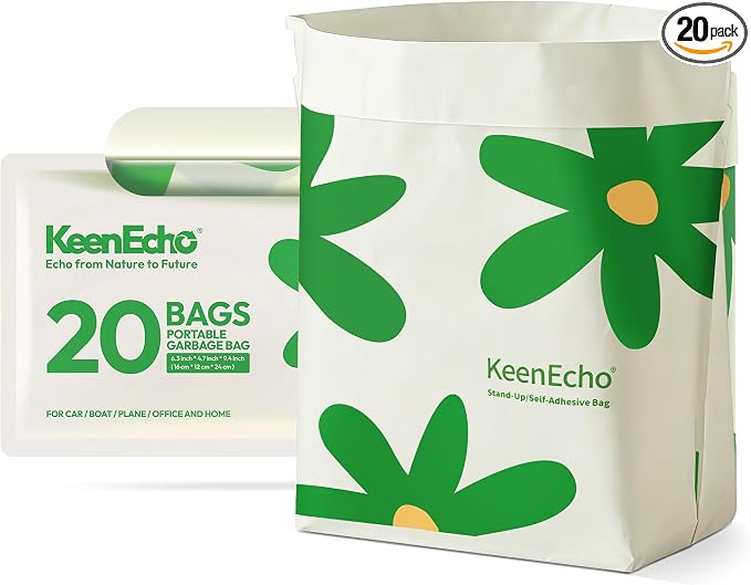 Disposable Car Garbage Bin Bags, Vomit Trash Bags made with Recycled HDPE for Boat, Plane, Travel, Camping, Bedroom, Study Room, Office and Car, 20 pcs
