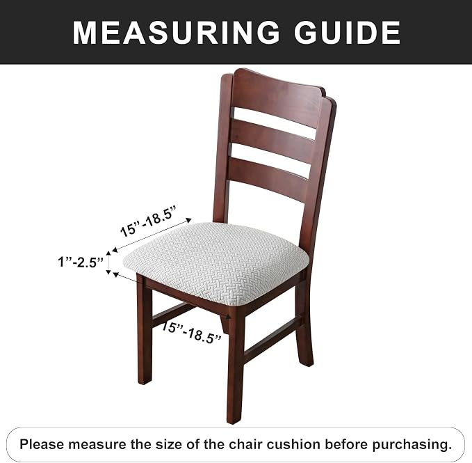 Genina Waterproof Seat Covers for Dining Room Chairs Covers Dining Chair seat Covers Kitchen Chair Covers slipcovers (White, 4 Pcs)