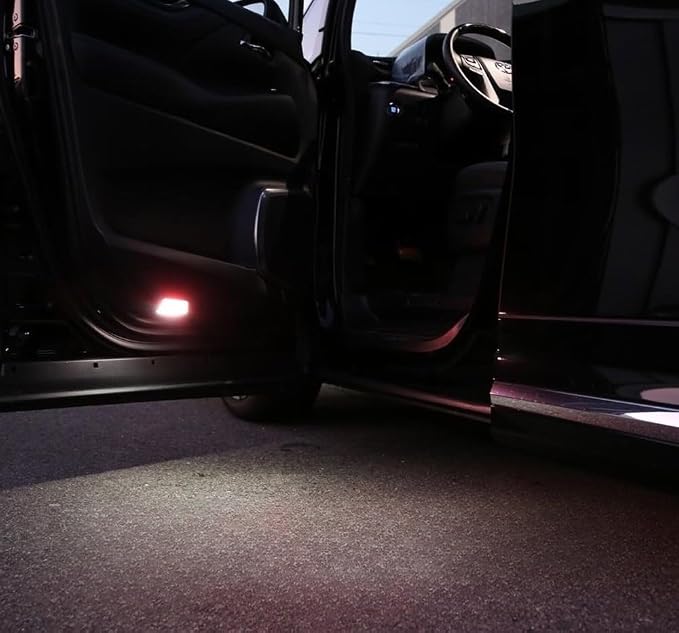 iJDMTOY White LED w/Red Strobe Feature Side Door Courtesy Light Assy Compatible With Lexus IS ES GS LS RX GX LX; Compatible With Toyota Avalon Sienna Venza Camry Prius 4Runner