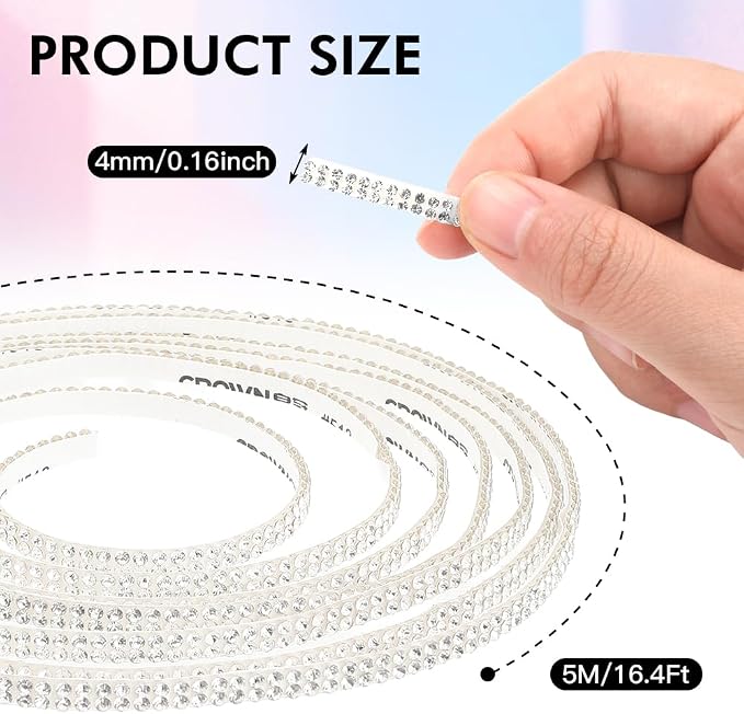 16.4Ft Bling Car Trim Self Adhesive Bling Rhinestone Car Accessories for Women Glitter Crystal Rhinestone Cars Interior Exterior Accessories Sticker DIY Cars Dashboard Diamond Decor for Women (Pink)