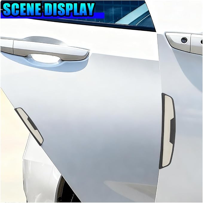 Craedli 4PCS Car Door Edge Guards Protector, Anti-Scratch Car Door Self Adhesive Anti-Collision Trim Strip Auto Side Door Protector, Universal Auto Body Bumper Guard for Cars SUV Truck (White&Grey)