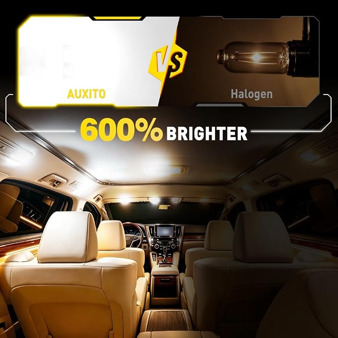 AUXITO BA9S LED Bulb White, BA9 1895 53 57 T4W 64111 LED Replacement Bulb, Mini Size Plug & Play Car Interior Light for Dashboard, Instrument Panel, Dome, Map, Glove Box Lights, License Plate Light