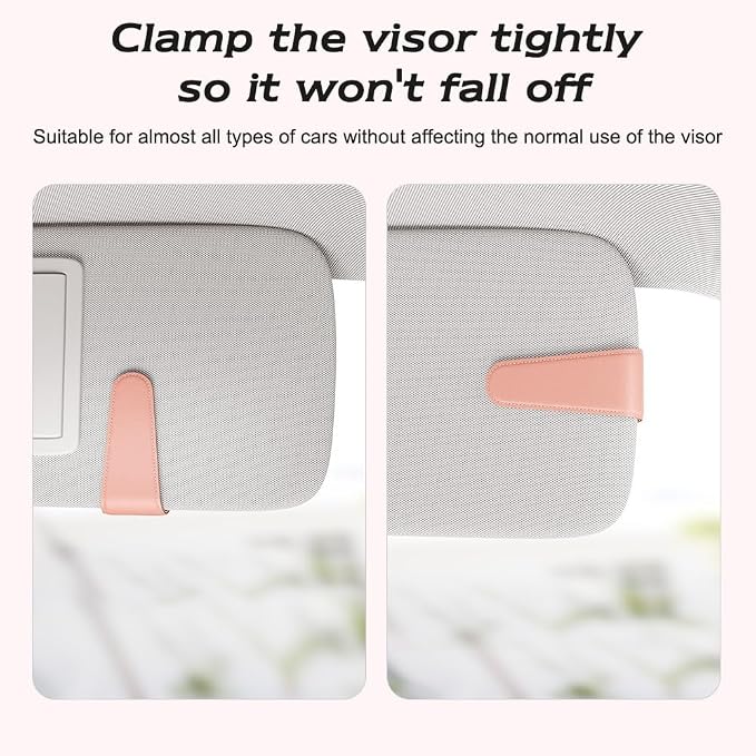 Sotfamily Sunglass Holder for Car Visor, Pink, 2 Packs | Suede Cloth, Magnetic, Organizer for Car Accessories