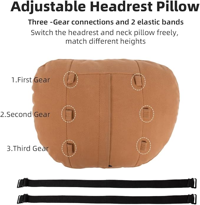 2 Pcs Car Headrest Neck Pillow for Driving,Universal Premium Suede Leather Soft and Comfortable Headrest,Three Gears of Height Adjustment Car Seat Headrest Pillow Car Interior Accessories