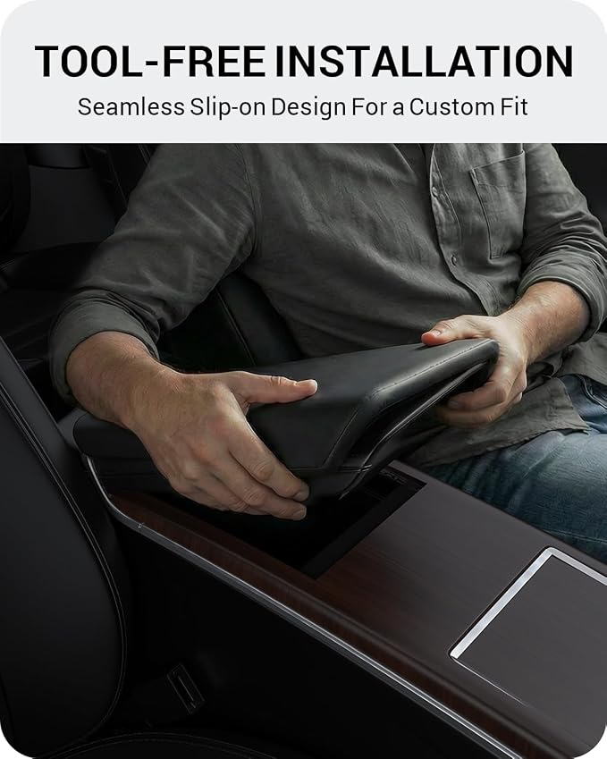 BASENOR Tesla Model S Model X Center Console Cover Non-Slip TPE Armrest Cover [No Logo] Protector Armrest [Proprietary Design] 2021-2026 Tesla Interior Accessories Black