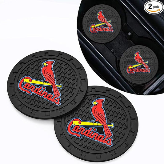 Silicone Cardinals Car Cup Holder Coasters,Baseball Fans Car Coasters for St. Louis Cardinals Fans, Non-Slip Universal Fit Cup Holder Insert