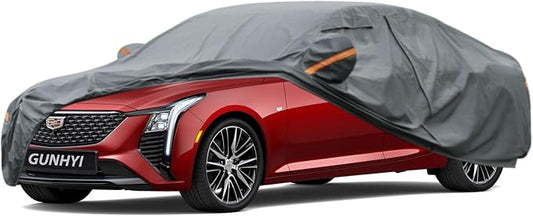 GUNHYI Premium Car Cover Custom Fit Cadillac CT5, 16 Layers Heavy Duty Car Cover Waterproof All Weather with Zipper Door for Sun Rain Snow Dust Uv Protection