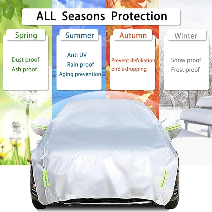 Half Car Cover with Cotton All Weather Car Body Cover for Sunshade Cover Snow Cover Waterproof Snowproof Universal (Fit SUV Length 174'' to 188'')