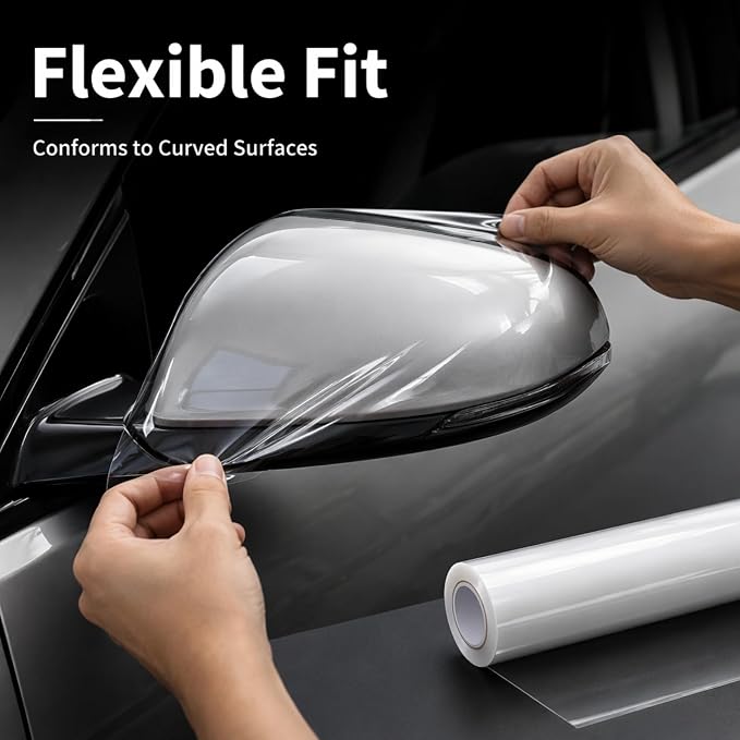 MHOO Car Premium TPH Clear Paint Protection Vinyl Film 7.5Mil Paint Protection Film Gloss Clear Self Healing Auto Bra Vinyl Wrap Invisible Scratches Car wrap (TPH7.5 Mils High-Gloss, 2X5ft)