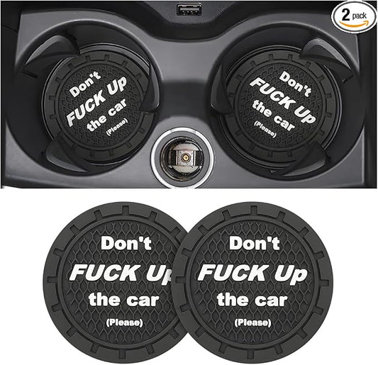 8sanlione 2 Pack Car Cup Holder Coasters, 2.75 Inch Non-Slip PVC Insert Cup Coaster, Anti-Scratch Auto Cup Mats for Women Men, Vehicle Interior Accessories Universal for Car, SUV, Truck (C Black/2PCS)