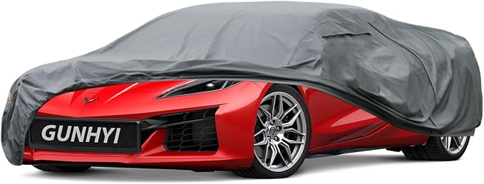 GUNHYI Premium Car Cover Custom Fit Chevy Corvette C4/C5/C7/C8 Coupe Convertible Targa, 16 Layers Heavy Duty Car Cover Waterproof All Weather with Zipper Door for Sun Rain Snow Dust Uv Protection