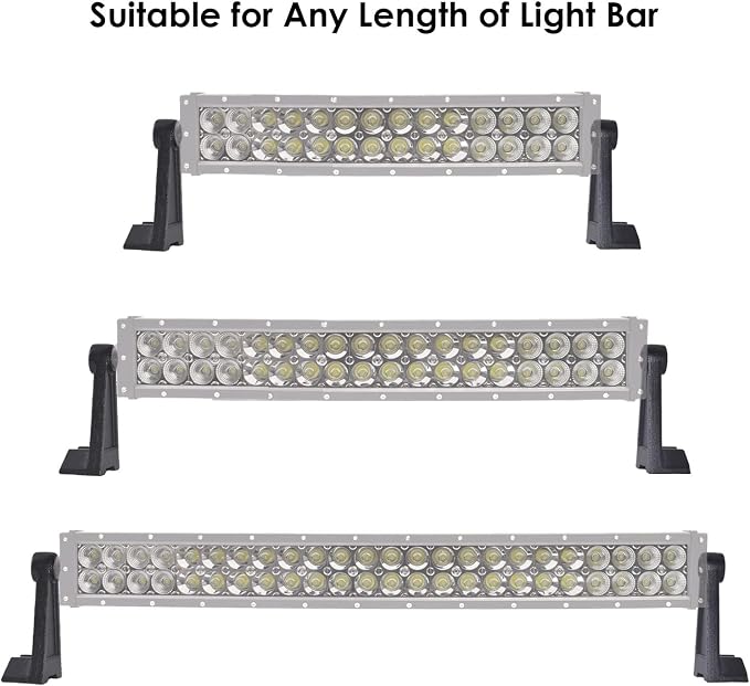Universal Light Bar Mounting Brackets - Side Mount Base for Dual Row LED Straight & Curved Lightbars, Anti-Vibration Rubber Pad Included, Off-Road Truck UTV Roof Ditch Light Hardware (2-Pack)