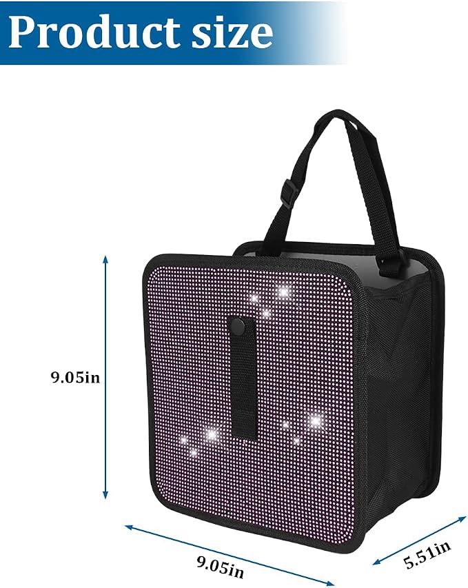 BELOMI Car Foldable Trash Can, Bling Rhinestone Crystal Auto Hanging Waterproof Leakproof Garbage Bin, Vehicle Waste Basket Dustbin, Multipurpose Car Organizer Accessories for SUV Truck RV (Pink)