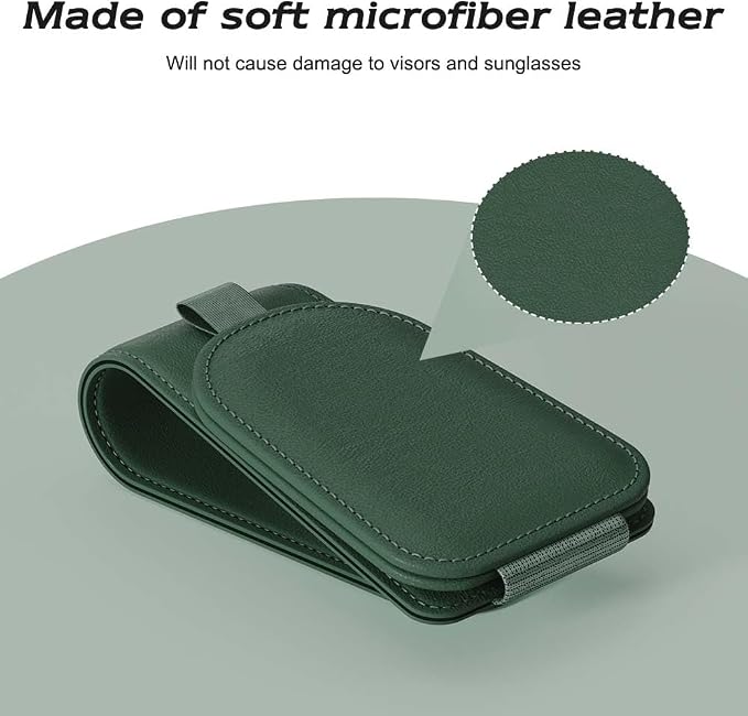 Sotfamily Sunglass Holder for Car Visor, Grass Green, 2 Packs | Suede Cloth, Magnetic, Organizer for Car Accessories