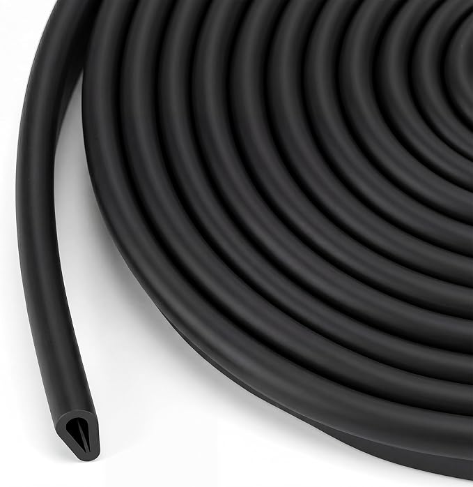 Tondiamo Rubber U Channel Edge Trim, Door Seal Strip, Fits Edge up to 1/8 Inch (3.2mm) U Shape Weather Stripping(10.01 Feet, 1/8 Inch, Black)