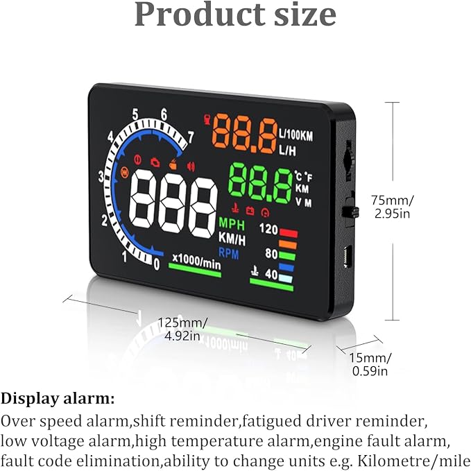 wiiyii Heads Up Display for Cars, Digital Speedometer for Car A8 with OBD Function, 5.5 Inch Large Screen, HUD Speedometer for Car for All Vehicles (OBD2 Speedometer A8)