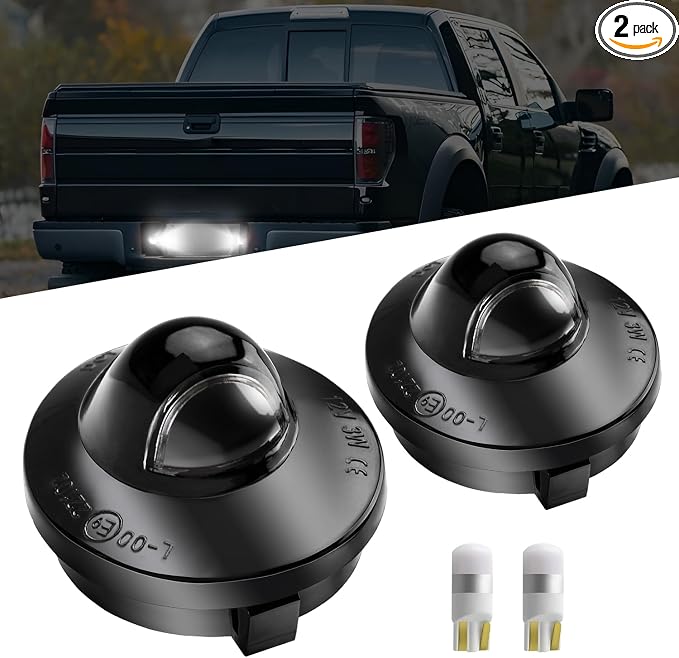 LESAUCE LED License Plate Lights Tag Light Lamp Assembly Compatible with Ford F150 F250 F350 F450 F550 Super Duty Ranger Explorer Bronco Excursion Expedition, 6000K White, Pack of 2