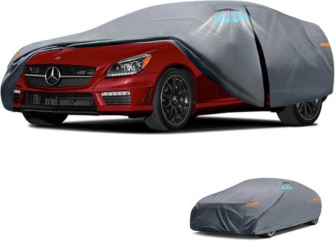 Waterproof Benz SLK Class 200 230 250 280 320 350 Car Cover with Breathable Vents, [Upgrade] Premium Covers with Cotton Liner and Zipper Door,Sun Rain Snow Dust Uv Protection.(Gift with Towel)