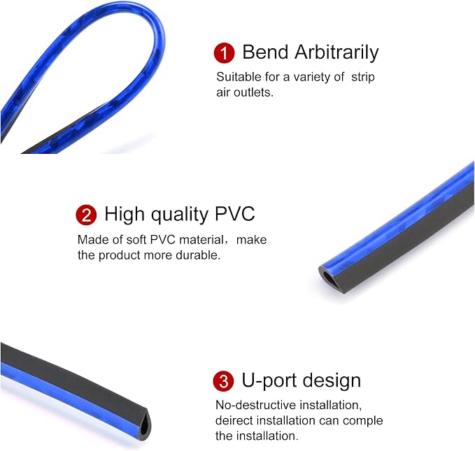 LivTee 20 Pieces Car Air Conditioner Decoration Strip for Vent Outlet, Universal Waterproof Bendable Air Vent Outlet Trim Decoration, Car Interior Accessories (Shiny Blue)