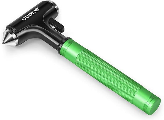 Car Safety Hammer, Car Glass Breaker with Seat Belt Cutter, Automotive Escape Tool, Metal Window Breaker, Emergecy Safety Hammer for Auto Accidents(Green)