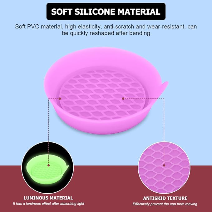Mandark Car Cup Coaster, 4PCS Silicone Non-Slip Vehicle Drink Cup Mat, Sift-Proof Spill Recessed Automotive Interior Cup Holder Insert Protector Accessories, Universal for Most Cars (Purple)