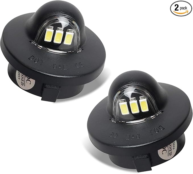 LED License Plate Lights Tag Light Lamp Assembly Compatible with Ford F150 F250 F350 Super Duty Ranger Explorer Bronco Excursion Expedition, 6500K Black, Pack of 2