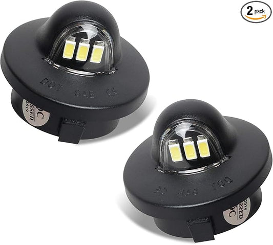 LED License Plate Lights Tag Light Lamp Assembly Compatible with Ford F150 F250 F350 Super Duty Ranger Explorer Bronco Excursion Expedition, 6500K Black, Pack of 2