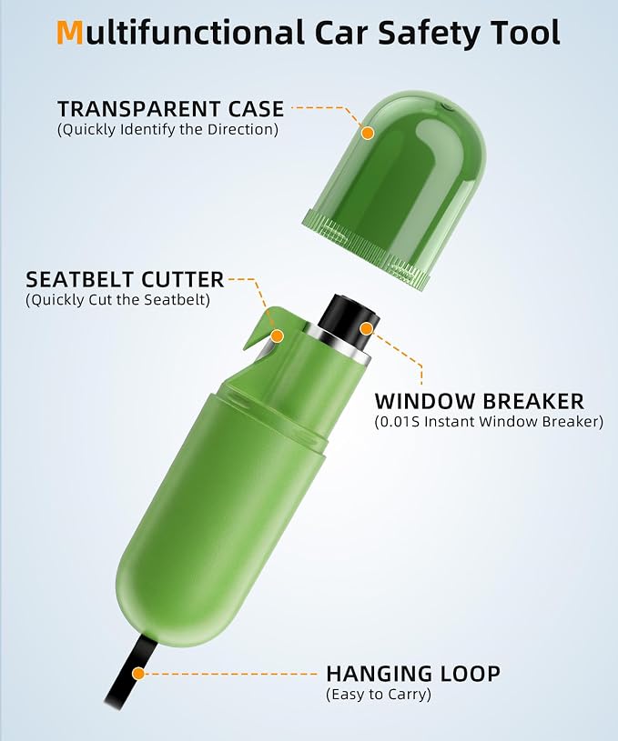 TICARVE 3 Pack Window Breaker Seatbelt Cutter 2-in-1 Emergency Escape Tool | Glass Breaker Keychain Essential Car Safety Hammer for Vehicle Emergencies