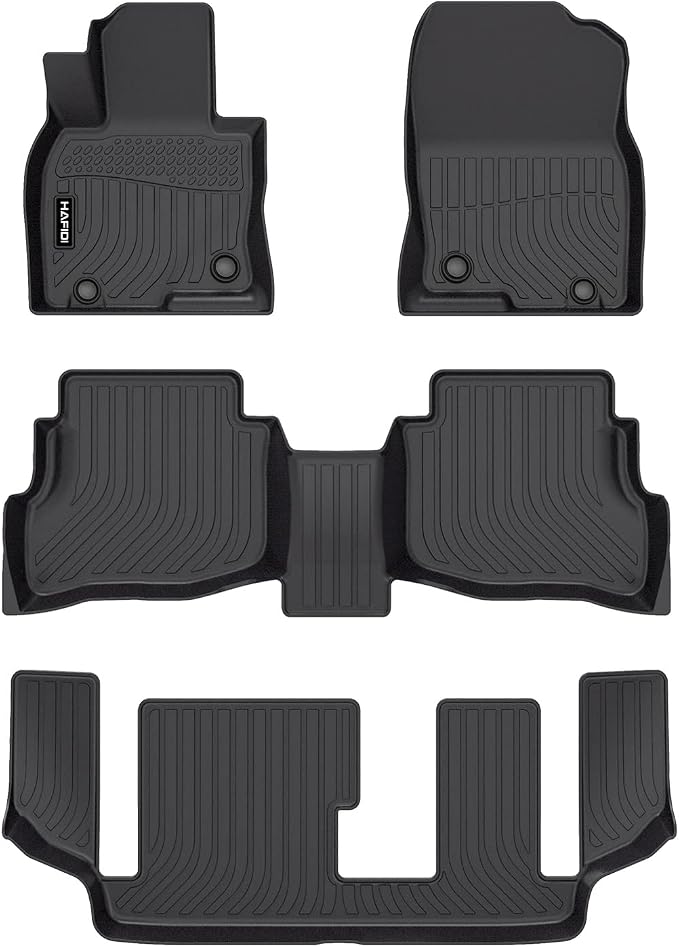 HAFIDI® Floor Mats Fit for 2016-2023 Mazda CX-9 (Only Fit 7 Passenger) All Weather Protection TPE Anti-Slip Automotive Floor Liners, Fits 1st & 2nd & 3rd Row Full Set CX9 Custom Accessories, Black