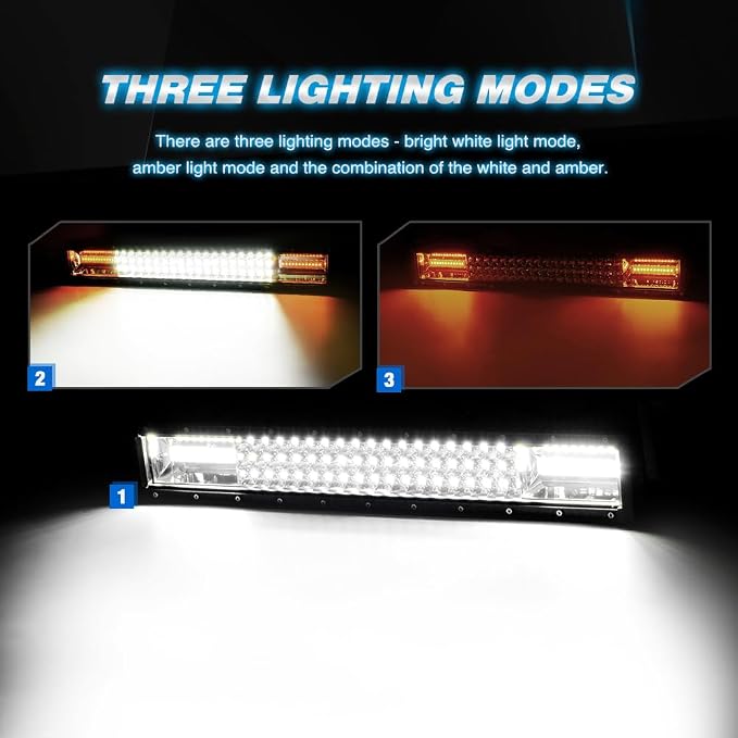 Nilight - 18101C-A LED Light Bar 22Inch 270W White & Amber Triple Row 13500LM Flood Spot Combo Led Bar Off Road Lights for Trucks with Wiring Harness Kit,2 Years Warranty
