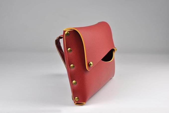 Car Tissue Holder, Tissue Case for Sun Visor, PU Leather Backseat Napkin Holder with Clips (Red)