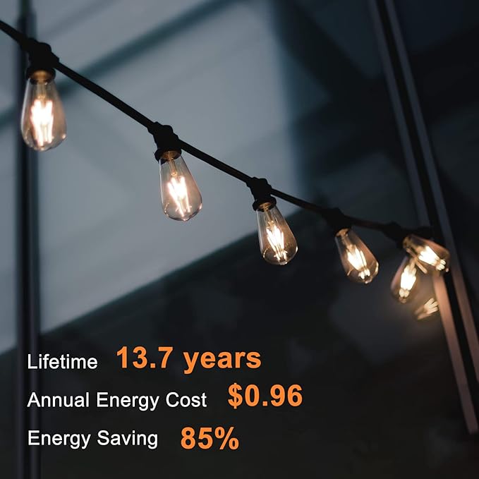 TJOY LED Edison Light Bulbs, E26 Dimmable Vintage Bulb, 8W = 60W Equivalent | Warm White 2700K, 800LM, E26 Base, ST19/58, 80+ CRI, Clear Glass, Antique Decorative Filament Bulb for Living Room, 20 Pack