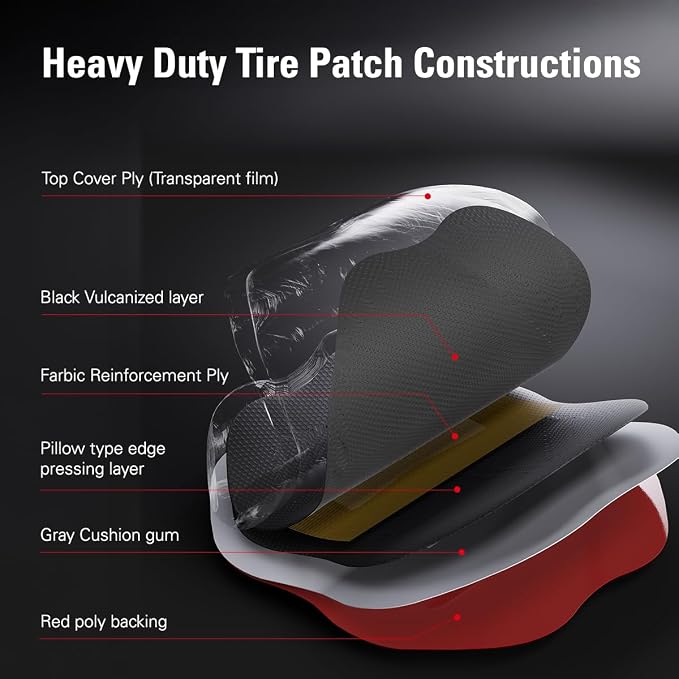 CKAuto 10 PCS Bias Tire Repair Patch Kit Heavy Duty Dia 5-5/16" (135mm) for Trucks Bus Agricultural Vehicles Trailer Tractor, Dia 5-5/16" (135mm) 10 PCS