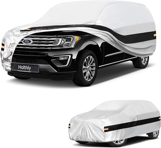 10 Layers SUV Car Cover Custom Fit for Ford Expedition Max (2017-2026), Waterproof All Weather for Automobiles, Outdoor Full Cover Sun Dust Rain Protection with Cotton. Silver