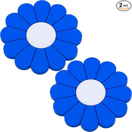 2-Pack Car Cup Holder Coaster Inserts, Daisy Shape, 2.75 Inch Non-Slip Silicone Cup Holder Insert, Universal Non-Slip Cup Holders, Car Accessories Interior for Women and Man (Deep Blue)