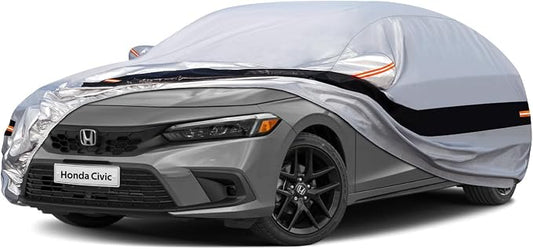 10 Layers Sedan Car Cover Custom Fit for Honda Civic (1991-2026) Waterproof All Weather for Automobiles, Outdoor Full Cover Rain Sun UV Protection.Silver