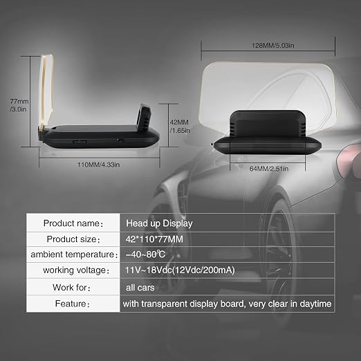 C1 Dual-Mode HUD Head-Up Display for Cars: GPS Speedometer & OBD2 Gauge with Real-Time RPM, Temp, Speed Alerts – Universal Windshield Projector for SUV, Truck, Sedan (Fits 2009+ Vehicles)