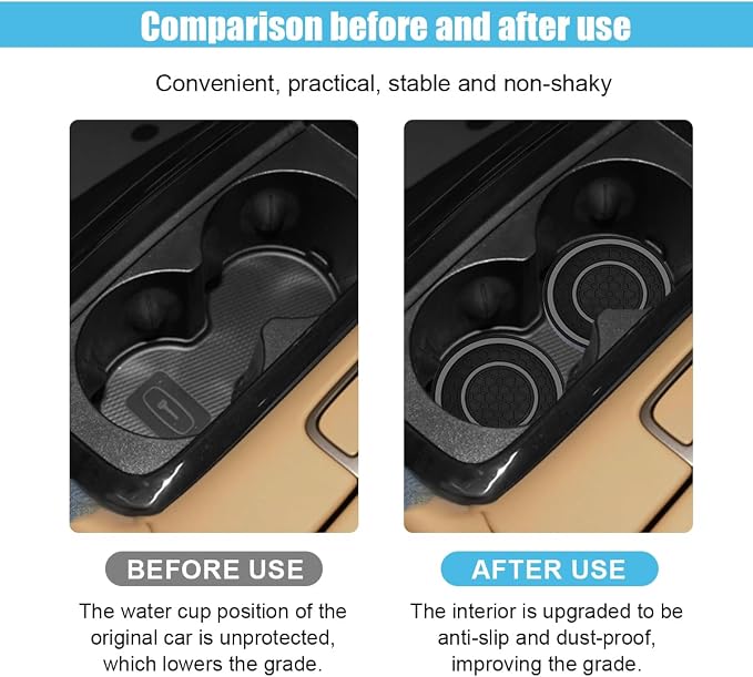 2PCS Car Cup Holder Coasters, 2.75 Inch Auto Non-Slip Anti Dust Cup Mats, Console Cup Holder Insert Coaster Auto Insulated Mats, Universal Interior Accessories for Most Cars (Gray)